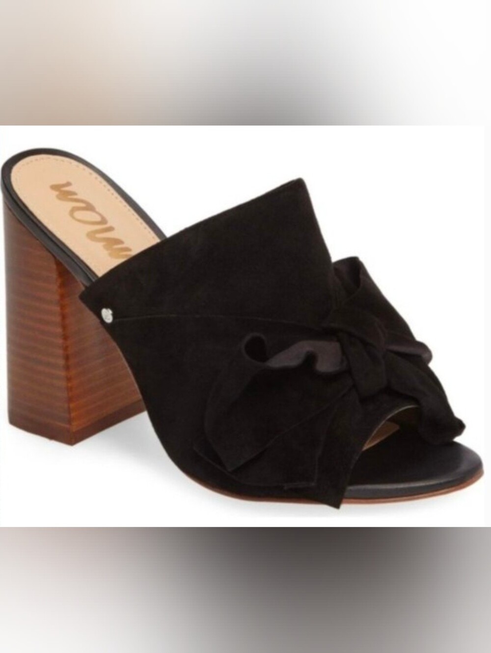 Sam Edelman Black Suede Yumi Knot-Front Block Heel Mule Size 6
